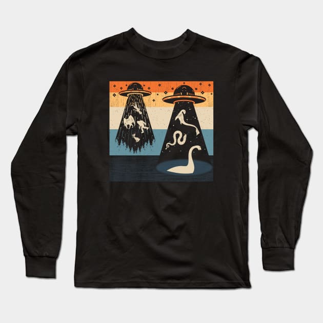 Alien UFO Abduction Long Sleeve T-Shirt by Tesszero